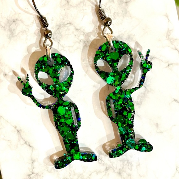 Alien Acrylic Earrings - Picture 8 of 9